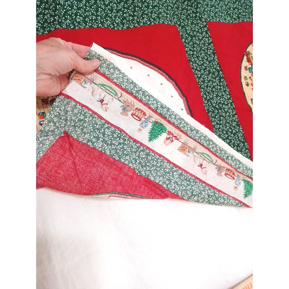 VTG Cranston Christmas Tree Fabric Panel 4 Pillow Blocks Quilt Cotton Panel